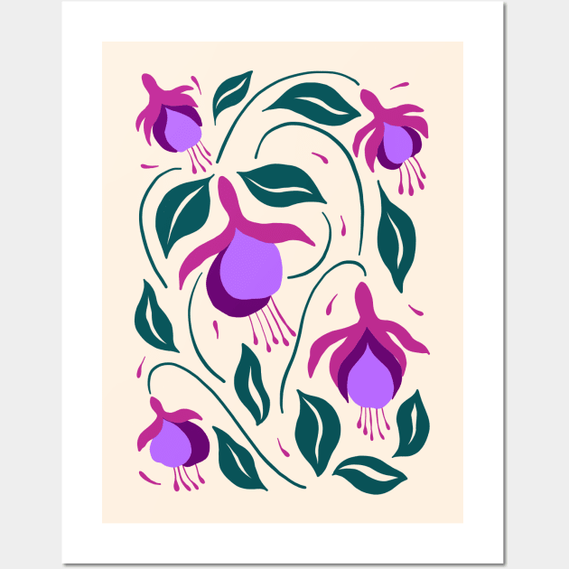 Fuchsia Flowers Wall Art by JunkyDotCom